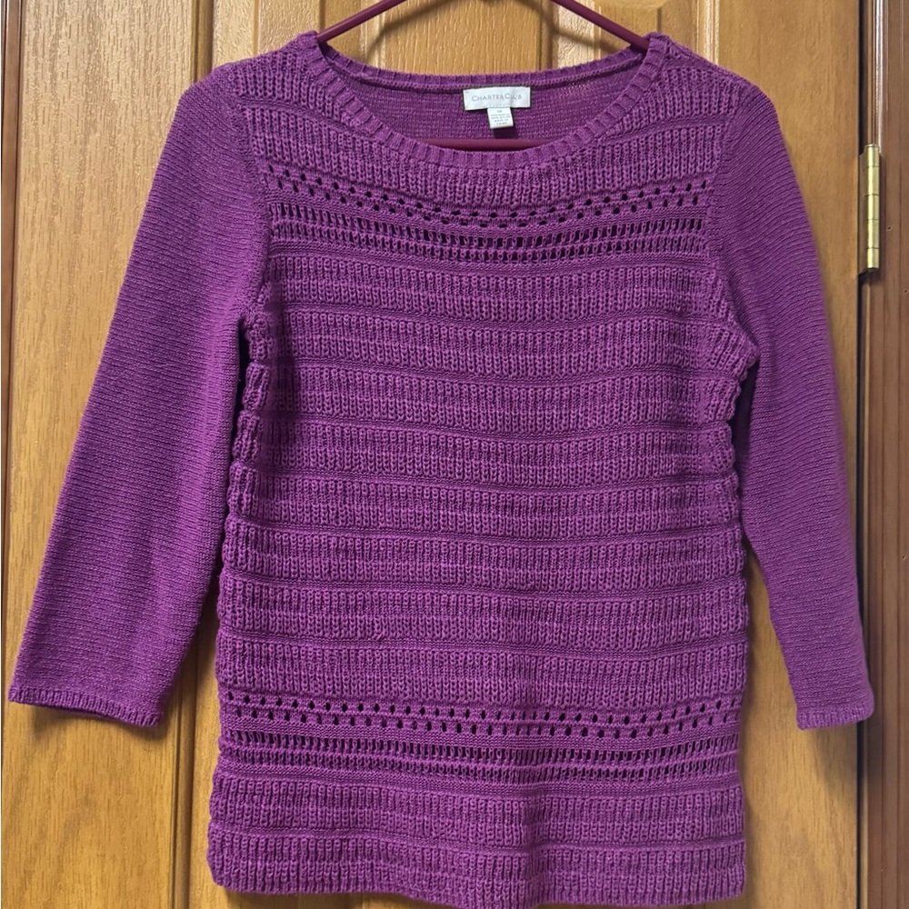 Charter Club Women's Knit Sweater in beautiful Purple size Medium